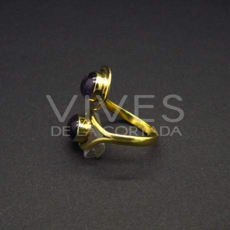 Anillo Ajustable de Bronce con Amatista -5-