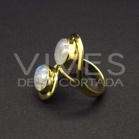 Anillo Ajustable de Bronce con Piedra Luna
