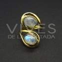 Anillo Ajustable de Bronce con Piedra Luna