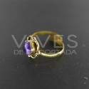 Anillo de Bronce Ajustable Flor de con Amatista -6.1-