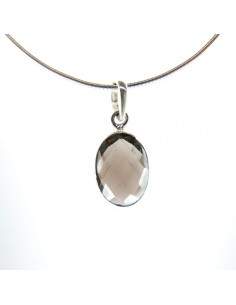 Colgante de Cuarzo Ahumado Óvalo Facetado - Plata de Ley 925