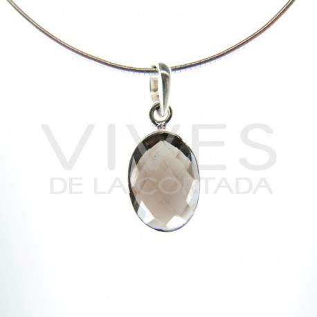 Colgante de Cuarzo Ahumado Óvalo Facetado - Plata de Ley 925