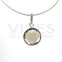 Pendant of Quartz Smoked Circle Faceted - Sterling Silver 925