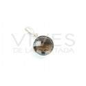 Pendant of Quartz Smoked Circle Faceted - Sterling Silver 925