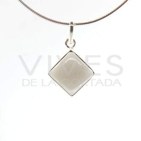 Pendant of Quartz Smoked Cube Big - Sterling Silver 925