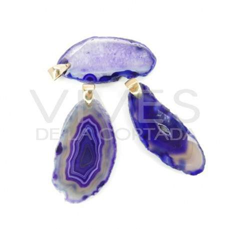 Colgante de Ágata Teñida de Lila (Baño de Oro)