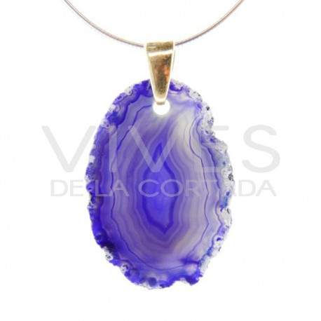 Colgante de Ágata Teñida de Lila (Baño de Oro)