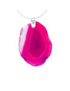 Pingente de ágata tingida de fúcsia - Banhado a prata 2
