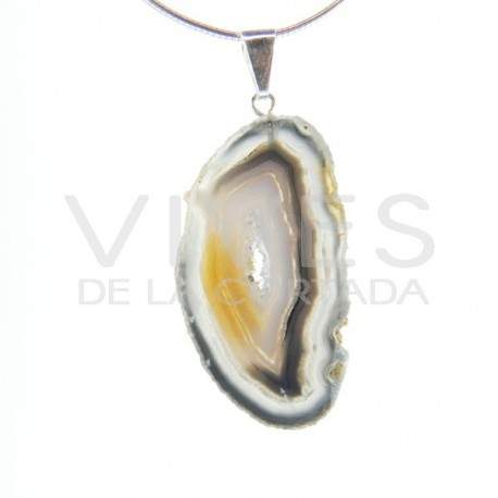 Colgante de Ágata Natural - Baño Plata