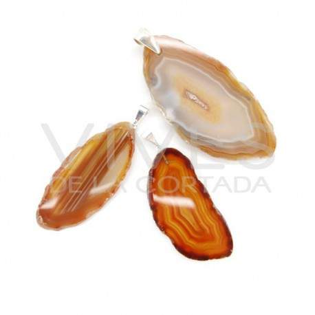 Colgante de agata (baño plata) color natural