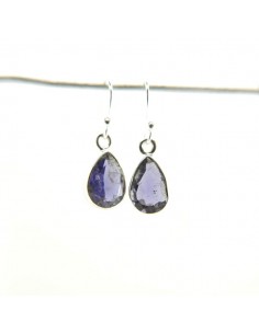 Pendientes de Iolita Lágrima Facetada Grande - Plata de Ley 925