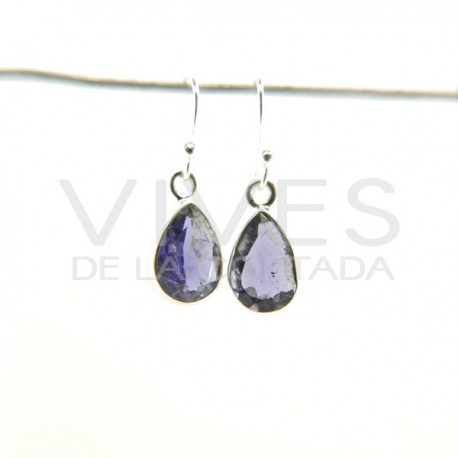 Boucles d'oreilles perle de l'Iolite facettée Grand - Argent 925