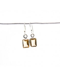 Pendientes de Citrino Cubo Facetado Pequeño - Plata de Ley 925