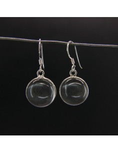 Pendientes de Cuarzo Círculo Liso Grande - Plata de Ley 925