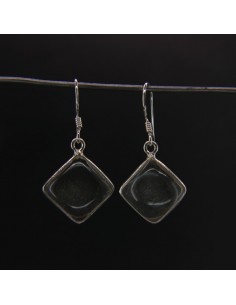 Pendientes de Cuarzo Cubo Liso Grande - Plata de Ley 925