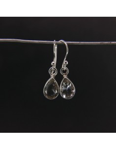 Pendientes de Cuarzo Lágrima Facetada Pequeña - Plata de Ley 925