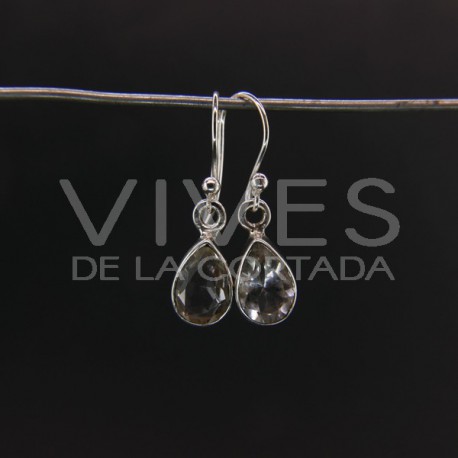 Pendientes de Cuarzo Lágrima Facetada Pequeña - Plata de Ley 925