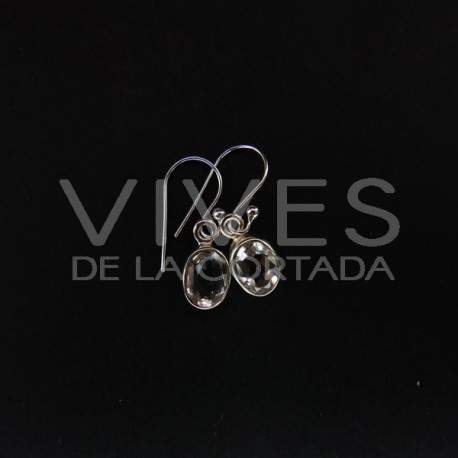 Boucles d'oreilles de Quartz Ovale à facettes Petit - Argent 925