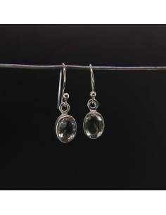 Boucles d'oreilles de Quartz Ovale à facettes Petit - Argent 925