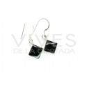 Boucles d'oreilles cube d'Onyx lisse Petit - Argent 925