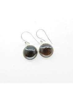 Boucles d'oreilles de Quartz Cercle fumé et lisse Grand - Argent 925 2