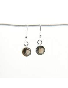Boucles d'oreilles de Quartz Cercle fumé à facettes - Argent 925