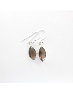 Boucles d'oreilles de Quartz Oeil fumé à facettes Petit- Argent 925 2