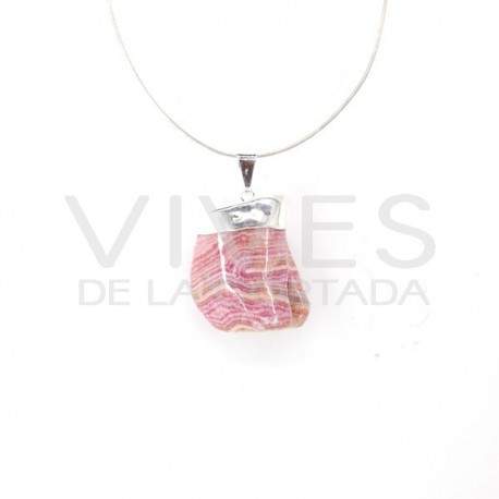 Pendentif rhodochrosite Plaqué Rhodium - Plaqué Argent