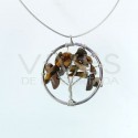 Pendentif Arbre de Vie avec Oeil de Tigre - Plaqué Argent